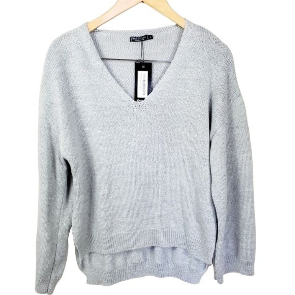 Nasty Gal Gray Fuzzy sweater